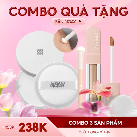 Combo Makeup Nền 3 - 3 Sản Phẩm (Kem Che Khuyết Điểm Zeesea + Cọ Che Khuyết Điểm TOOLA + Phấn Phủ Merzy)