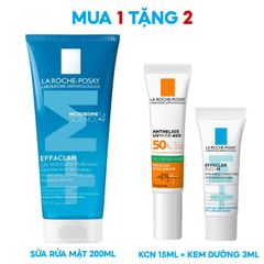 MUA SỮA RỬA MẶT 200ML TẶNG KCN 15ML + KEM DƯỠNG 3ML