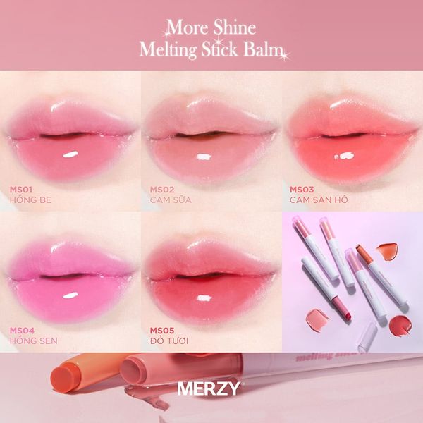 Son Dưỡng Có Màu Merzy Ẩm Mịn, Căng Bóng Môi More Shine Melting Stick Balm 2g