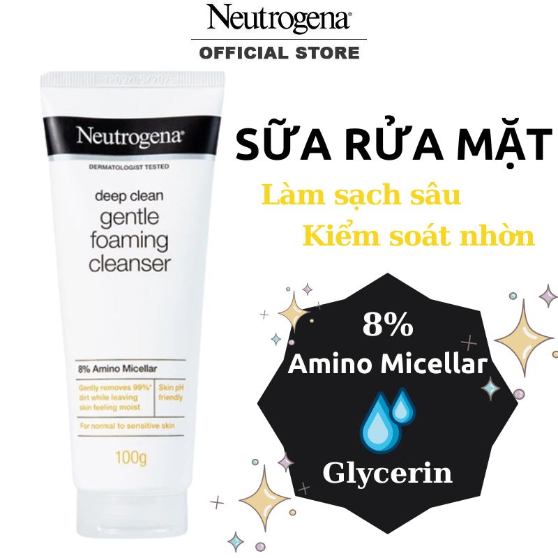 Sữa Rửa Mặt Làm Sạch Sâu Và Kiểm Soát Nhờn Neutrogena Deep Clean Foaming Cleanser