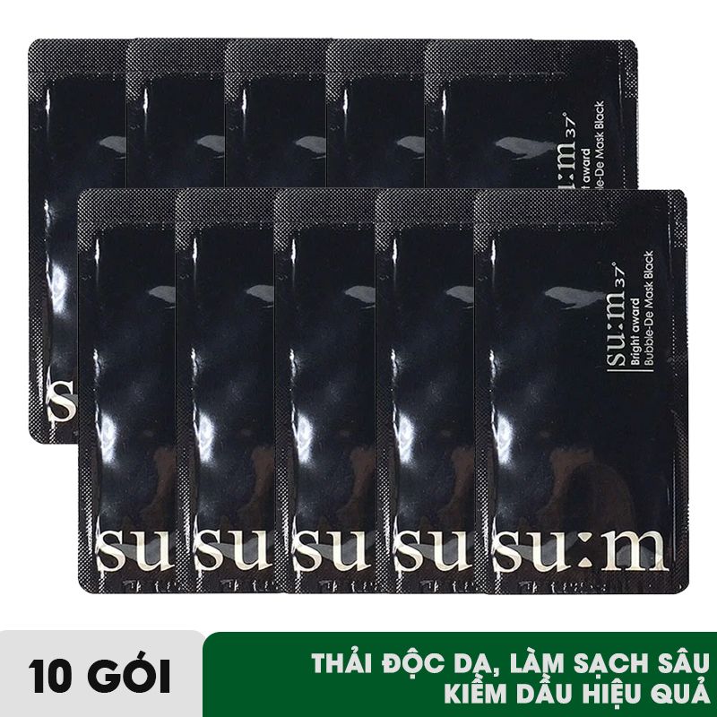 [Sample 2ml] Mặt Nạ Sủi Bọt Hút Dầu, Thải Độc, Làm Sạch Sâu Lỗ Chân Lông Sum37 Bright Award Bubble-De Mask Black (dùng 2-3 lần)