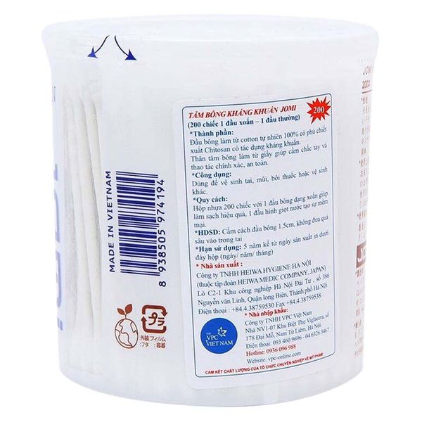 Tăm Bông Thân Giấy Jomi Kháng Khuẩn Dành Cho Người Lớn