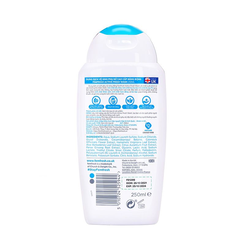 Dung Dịch Vệ Sinh Phụ Nữ Giúp Chăm Sóc Cân Bằng Độ pH Femfresh Ultimate Care 250ml (Che tên sản phẩm khi giao hàng)