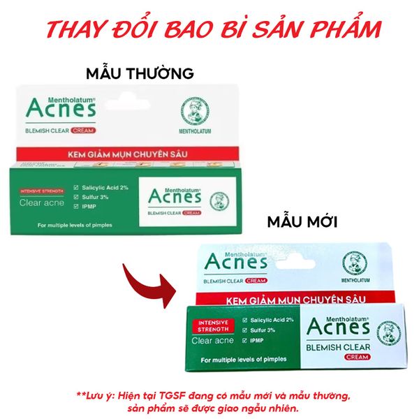 Kem Giảm Mụn Acnes Làm Khô Nhân Mụn Nhanh Blemish Clear Cream 10g