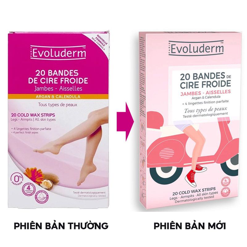 Miếng Dán Tẩy Lông Tay, Chân Evoluderm 20 Cold Wax Strips Argan & Calendula