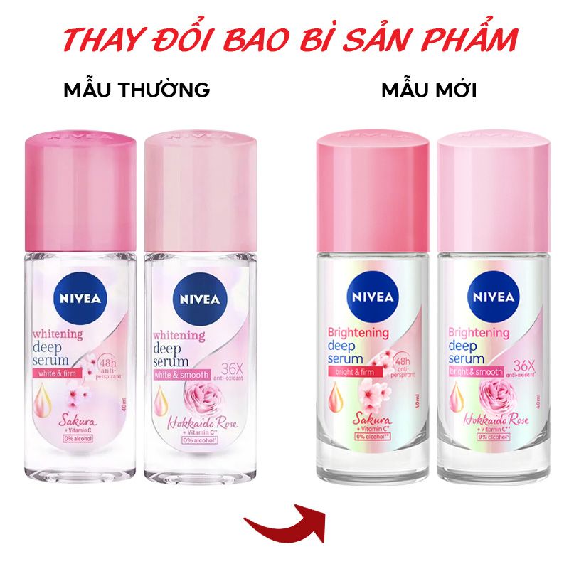 Lăn Ngăn Mùi Hỗ Trợ Dưỡng Trắng Nivea Brightening Deep Serum Roll On 40ml