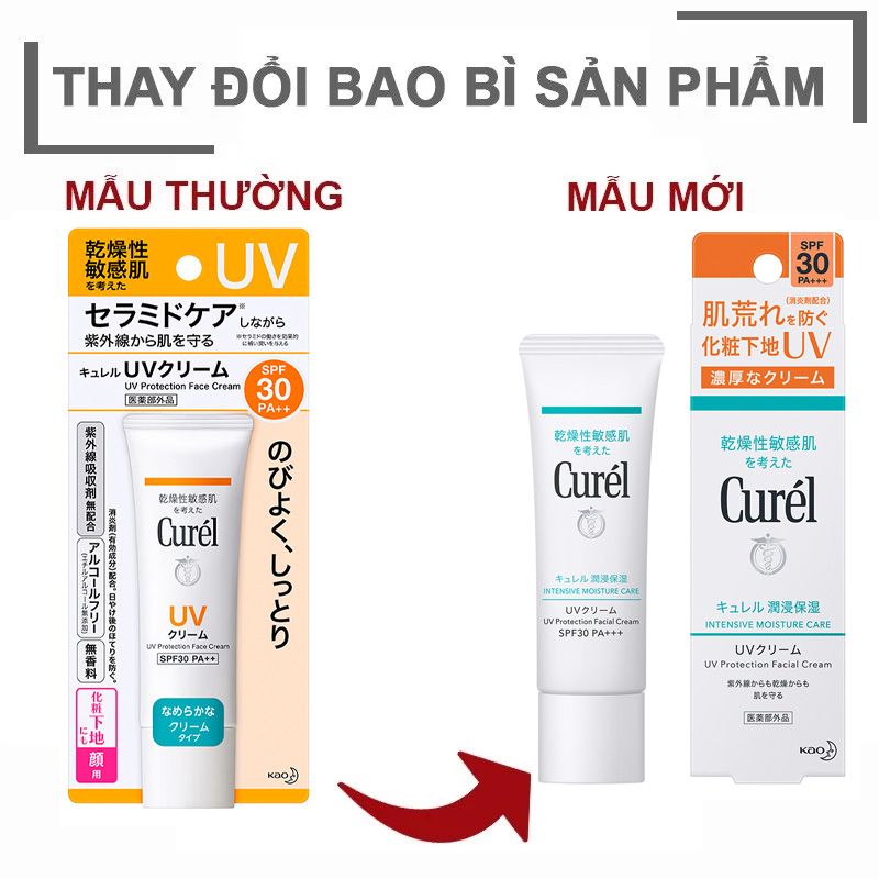 Kem Chống Nắng Cho Da Khô, Nhạy Cảm Curél UV Protection Face Cream SPF 30/PA+++ 30g