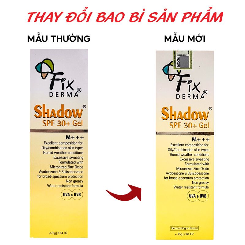 Gel Chống Nắng Dưỡng Ẩm Da FIXDERMA Shadow SPF30+ Gel 75g