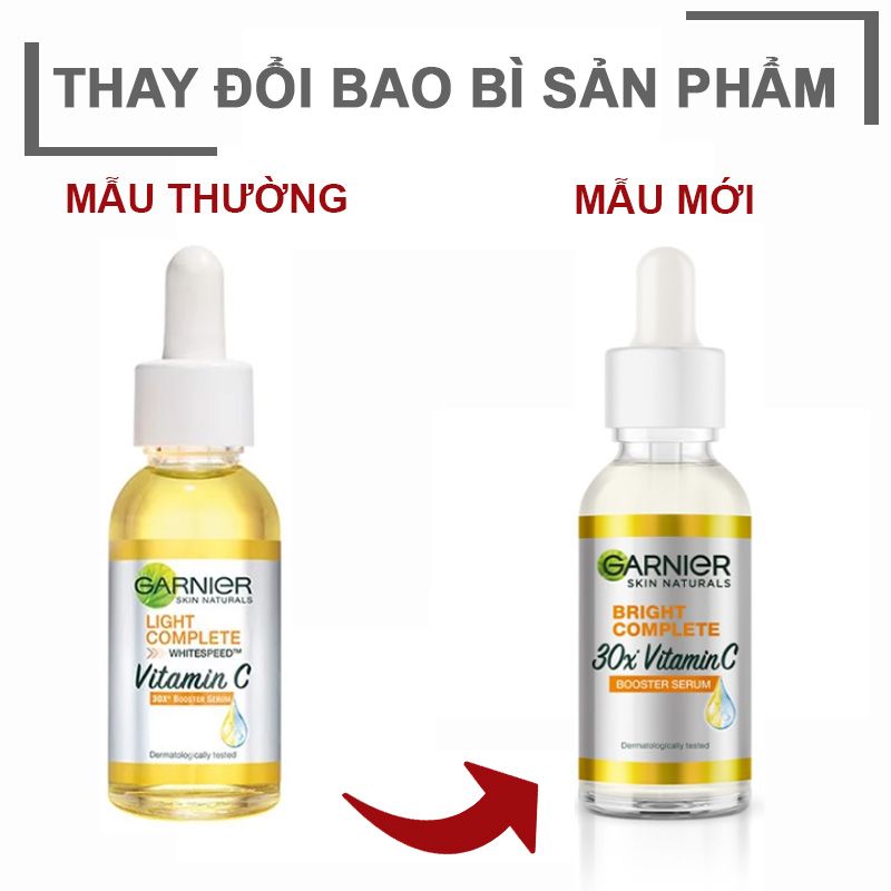 Serum Garnier Tinh Chất Tăng Cường Sáng Da Mờ Thâm Garnier Light Complete Vitamin C 30X Booster Serum