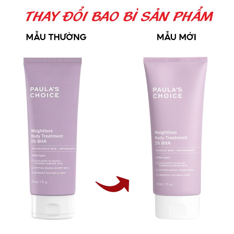 [210ml] Kem Dưỡng Thể Tẩy Tế Bào Chết Thu Nhỏ Lỗ Chân Lông, Mẫn Đỏ Paula's Choice Weightless Body Treatment 2% BHA