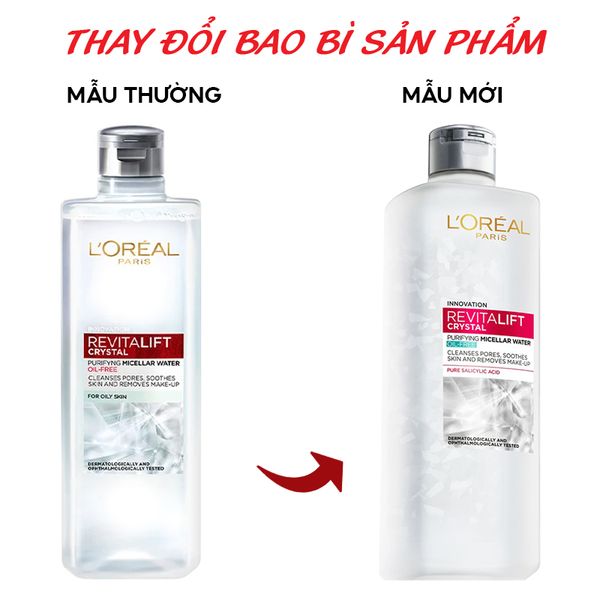Nước Tẩy Trang L'oreal Làm Sạch Cho Da Dầu Revitalift Crystal Purifying Micellar Water