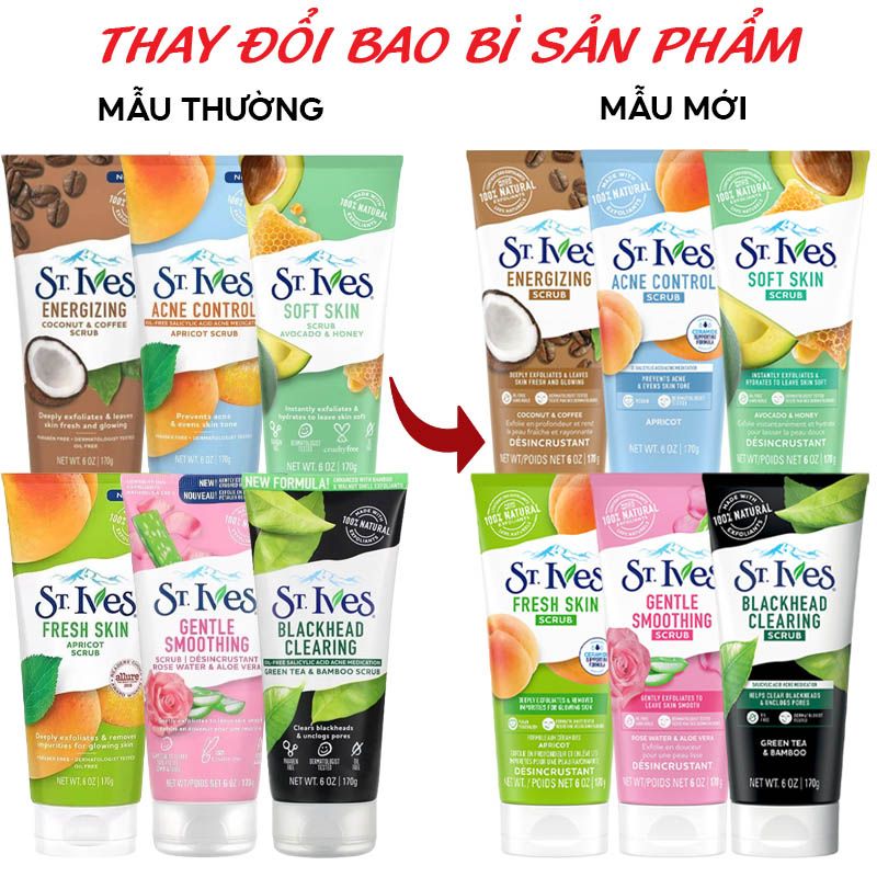 Sữa Rửa Mặt ST.IVES Tẩy Da Chết Chiết Xuất Thiên Nhiên