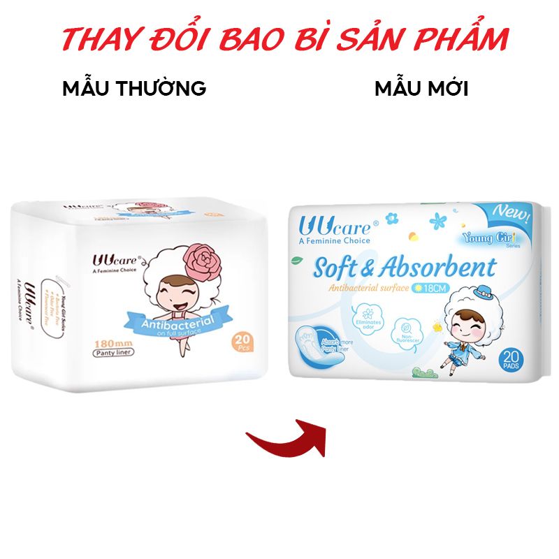 Băng Vệ Sinh Hằng Ngày Kháng Khuẩn UUcare Young Girl Series 18cm - 20 Miếng (Che tên sản phẩm khi giao hàng)