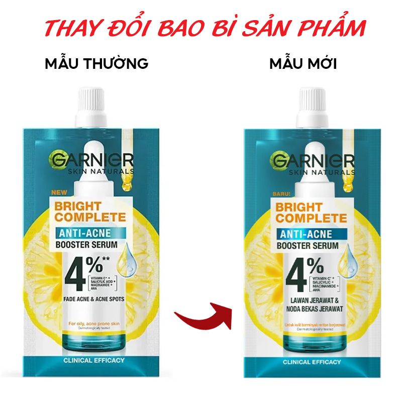 Serum Garnier Tinh Chất Dưỡng Sáng Da, Mờ Thâm Nám Garnier Skin Naturals Bright Complete Anti - Acne Booster Serum 30ml