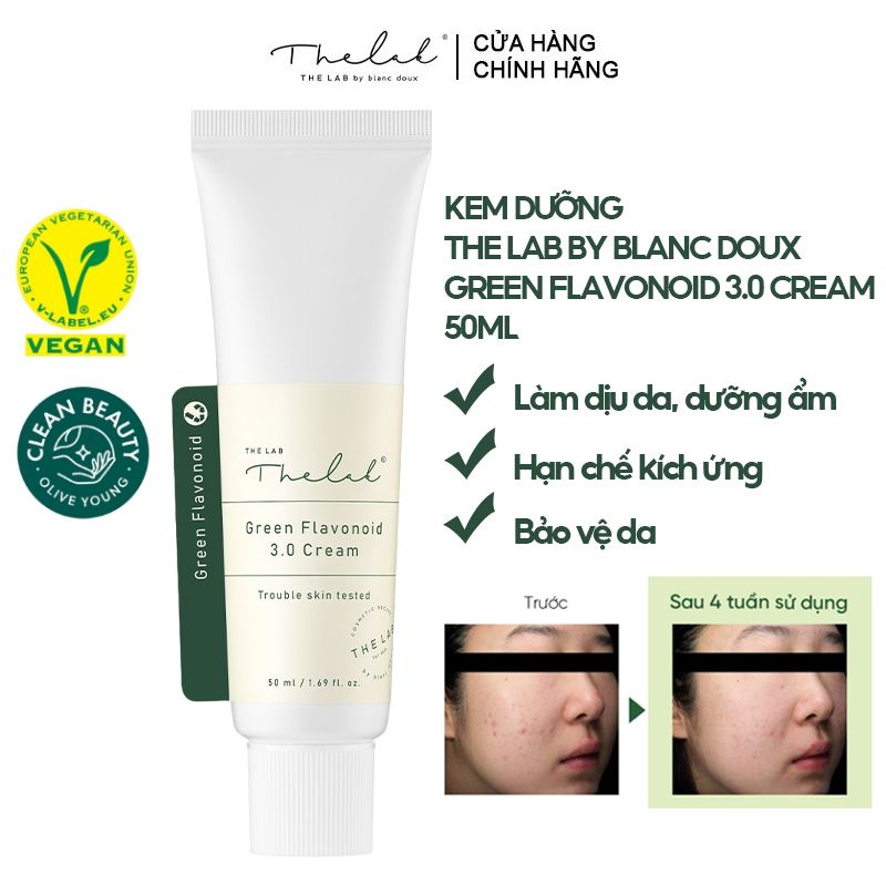 Kem Dưỡng Cấp Ẩm Thuần Chay Cho Da Nhạy Cảm The Lab By Blanc Doux Green Flavonoid 3.0 Cream 50ml