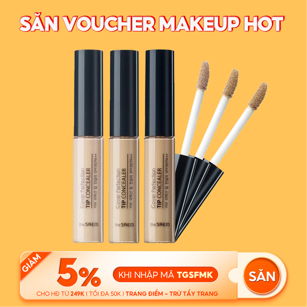 Kem Che Khuyết Điểm Có Chống Nắng Hàn Quốc The Saem Cover Perfection Tip Concealer SPF28/PA++