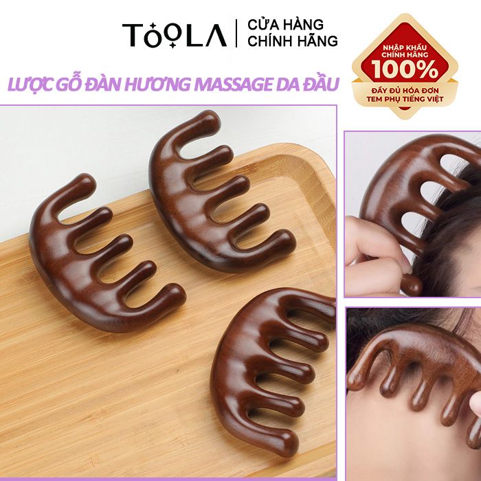 [NHẬP KHẨU] Lược Gỗ Đàn Hương Massage Da Đầu TOOLA Head Massage Comb -  TLA010