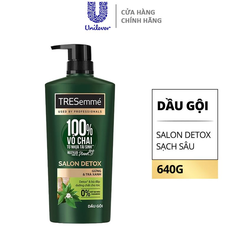 Dầu Gội Detox Tóc Chắc Khỏe Chiết Xuất Gừng Và Trà Xanh TRESemmé Salon Detox Shampoo 640g