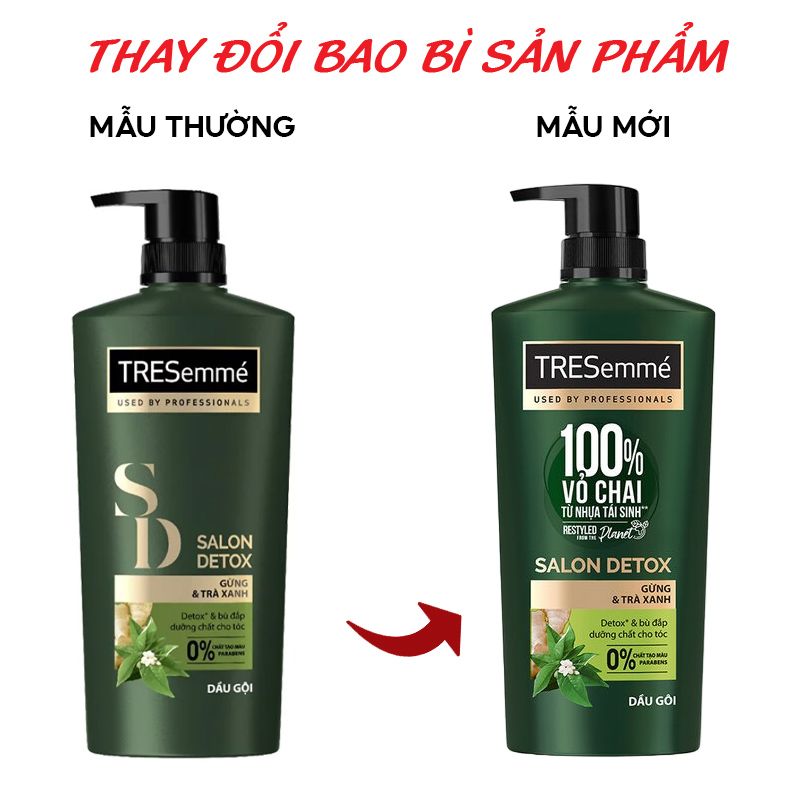 Dầu Gội Detox Tóc Chắc Khỏe Chiết Xuất Gừng Và Trà Xanh TRESemmé Salon Detox Shampoo 640g