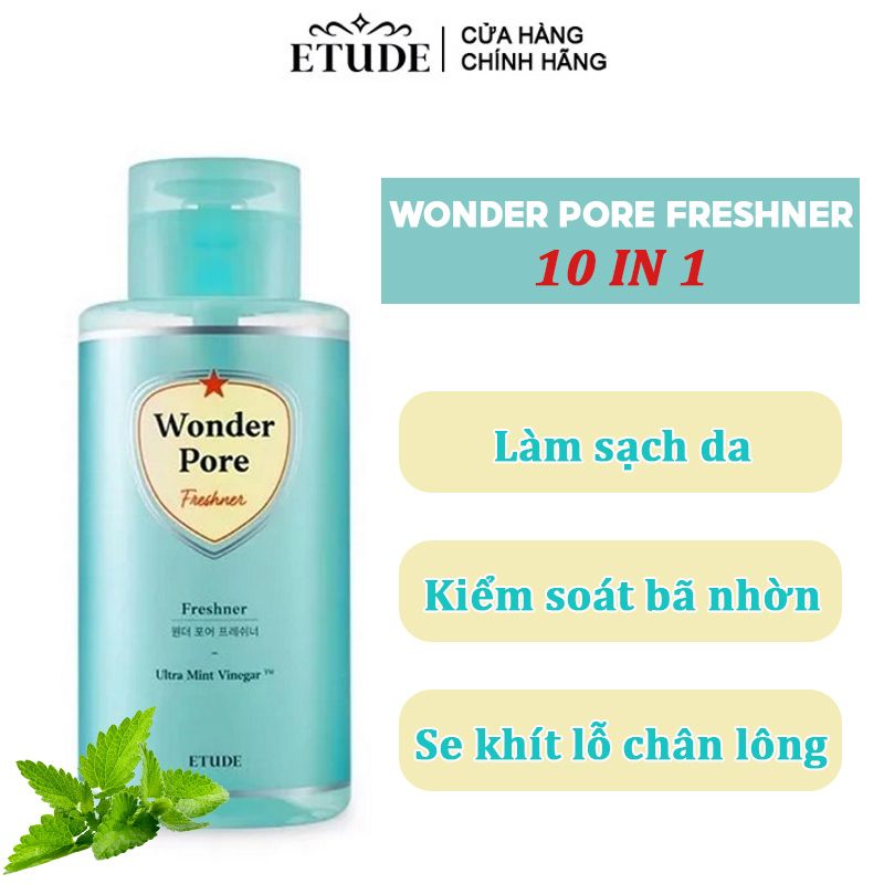 Nước Hoa Hồng 10 Chức Năng Kiềm Dầu, Làm Sạch Lỗ Chân Lông Etude Wonder Pore Freshner 10 in 1