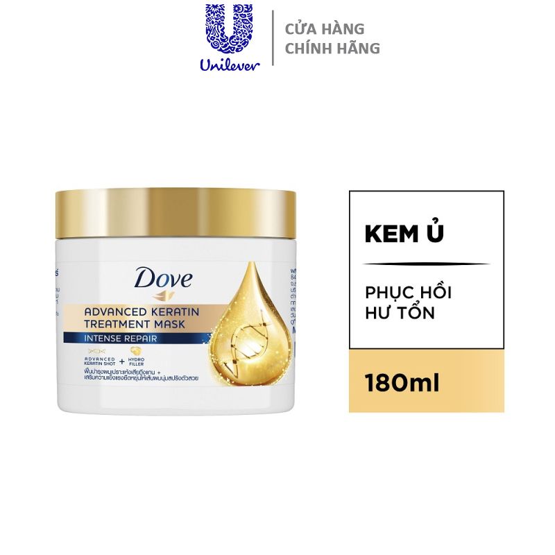 Kem Ủ Tóc Cao Cấp, Hỗ Trợ Phục Hồi Tóc Hư Tổn DOVE Keratin 180ml