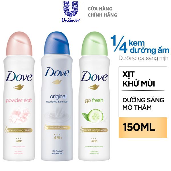 Xịt Khử Mùi Dưỡng Ẩm Vùng Da Dưới Cánh Tay Dove