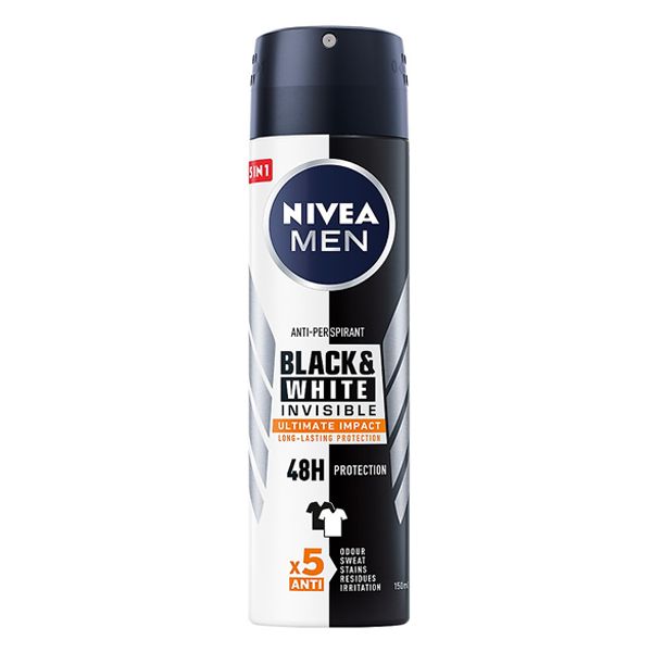 Xịt Khử Mùi Cho Nam Ngăn Vệt Ố Vàng Nivea Men Black & White Invisible Anti-Perspirant Spray 150ml