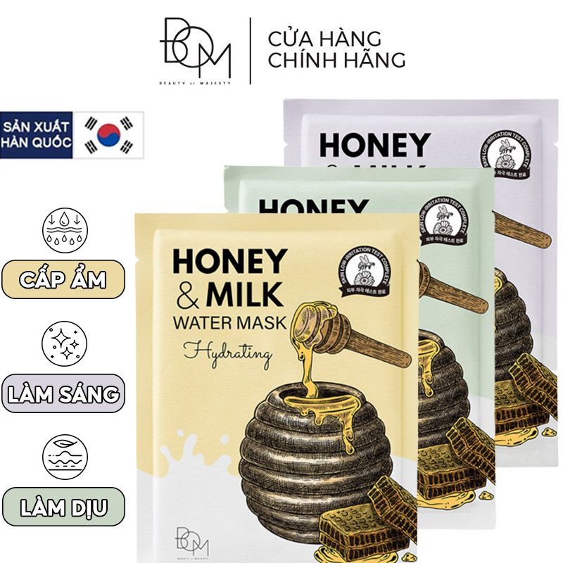 Mặt Nạ Dưỡng Ẩm, Làm Sáng, Làm Dịu Da B.O.M Honey And Milk Mask 25g