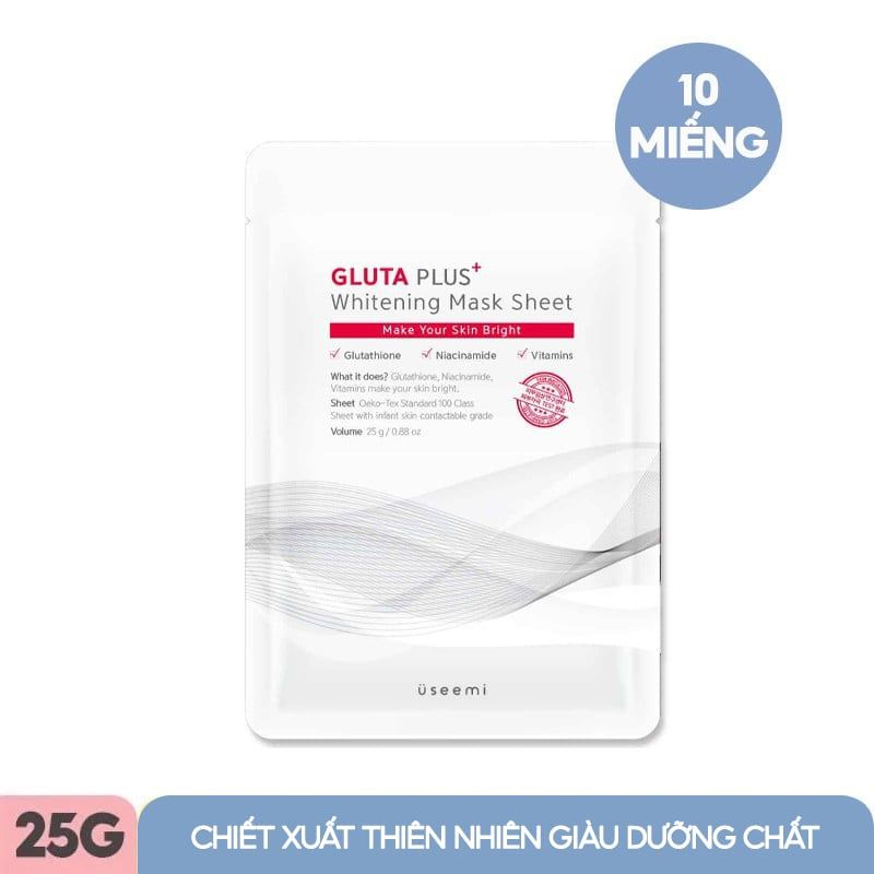 Mặt Nạ Hỗ Trợ Dưỡng Trắng Da Hàn Quốc Useemi Gluta Plus Whitening Mask 25g