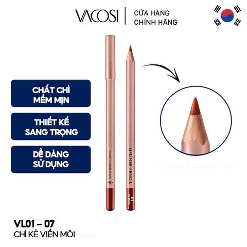 Chì Kẻ Viền Môi Vacosi Natural Studio Lipliner Pencil VL01 - 09