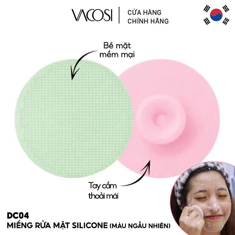 Miếng Rửa Mặt Làm Sạch Tế Bào Chết, Hỗ Trợ Cải Thiện Mụn Đầu Đen Vacosi Silicone Cleansing Pad DC04 (Màu Ngẫu Nhiên)