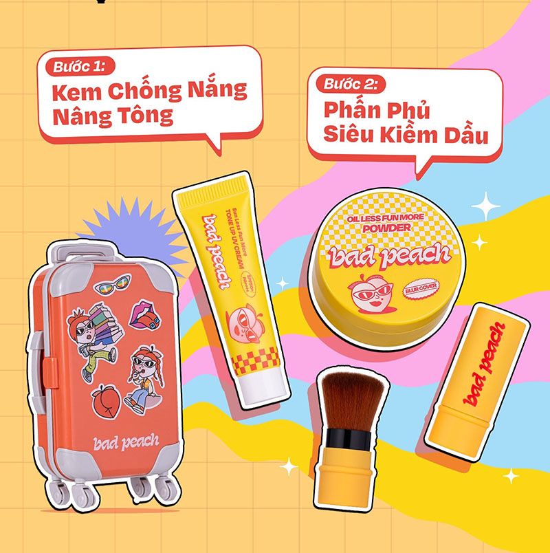 Phấn Phủ Kiềm Dầu, Che Phủ Tốt, Cho Lớp Nền Căng Mịn Bad Peach Oil Less Fun More Powder SPF35/PA++ 4g