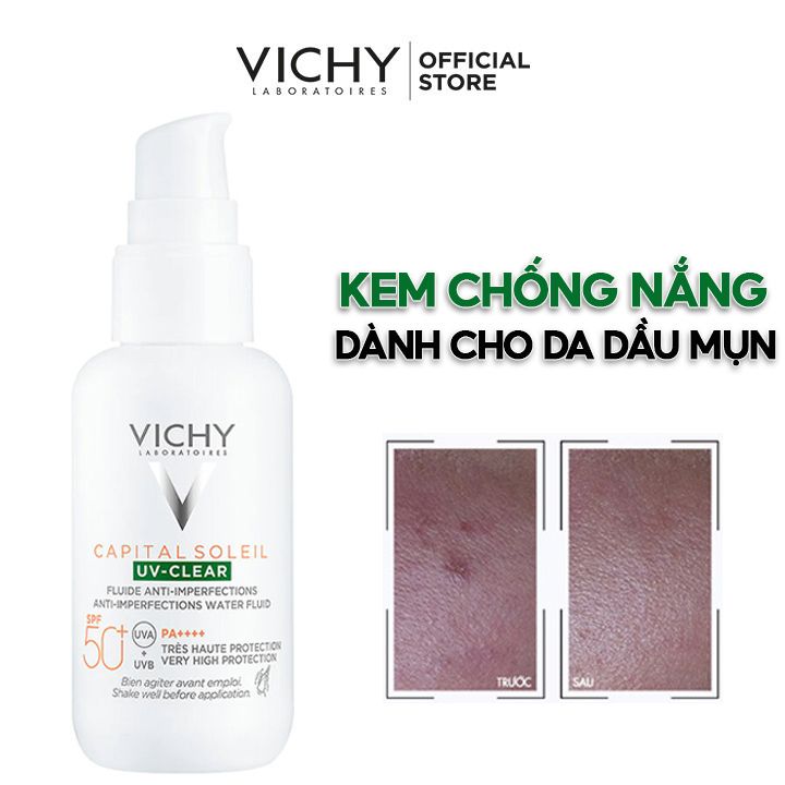 Kem Chống Nắng Dành Cho Da Dầu Mụn Vichy Capital Soleil UV-Clear SPF 50+ PA++++ 40ml