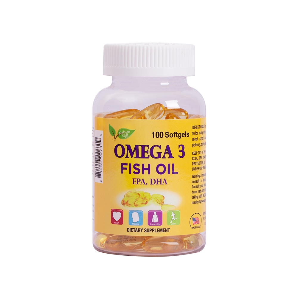 [100 Viên/Lọ] Viên Uống Dầu Cá Omega 3 Tốt Cho Tim Mạch, Bổ Mắt & Bổ Não, Làm Đẹp Da Nature Gift Omega 3 Fish Oil