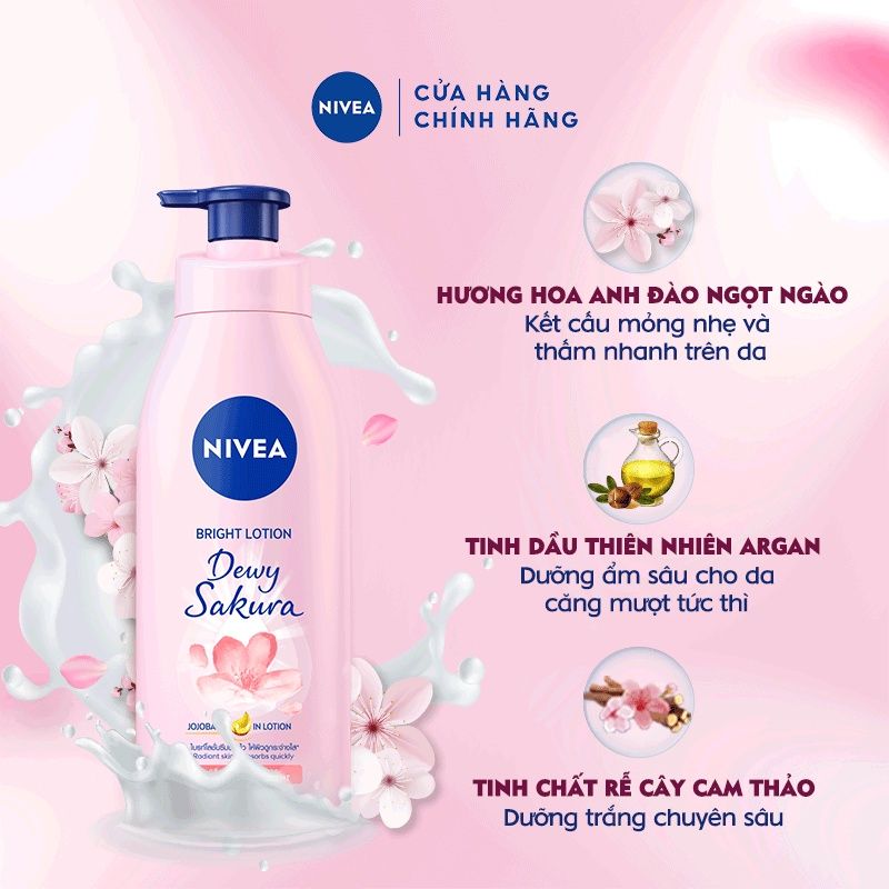 Sữa Dưỡng Thể Hỗ Trợ Dưỡng Sáng Da Hương Hoa Nivea Bright Lotion