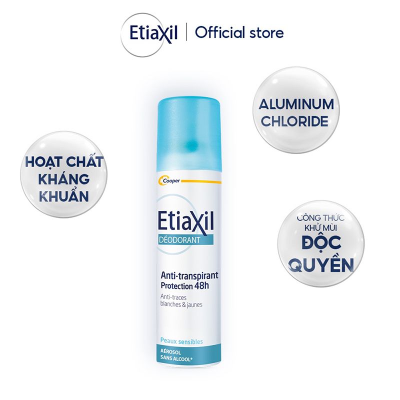 Xịt Khử Mùi Hằng Ngày Dạng Phun Sương Etiaxil Deodorant 48h Aérosol 150ml