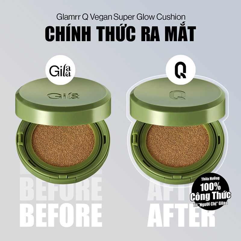 Phấn Nước Dưỡng Ẩm Cho Lớp Nền Căng Bóng, Bền Màu, Thuần Chay GLAMRR Q Vegan Super Glow Cushion SPF50+/PA++++