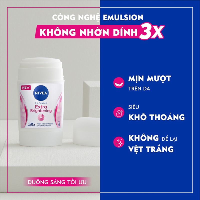 Sáp Ngăn Mùi Ngọc Trai Nivea Extra Brightening 48h Anti-Perspirant Deodorant