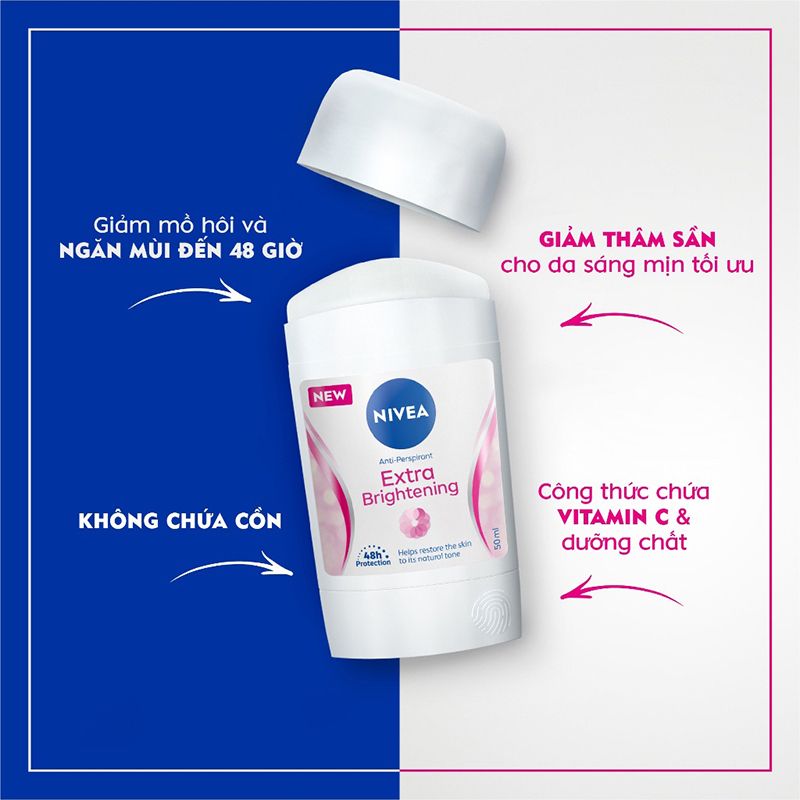 Sáp Ngăn Mùi Ngọc Trai Nivea Extra Brightening 48h Anti-Perspirant Deodorant