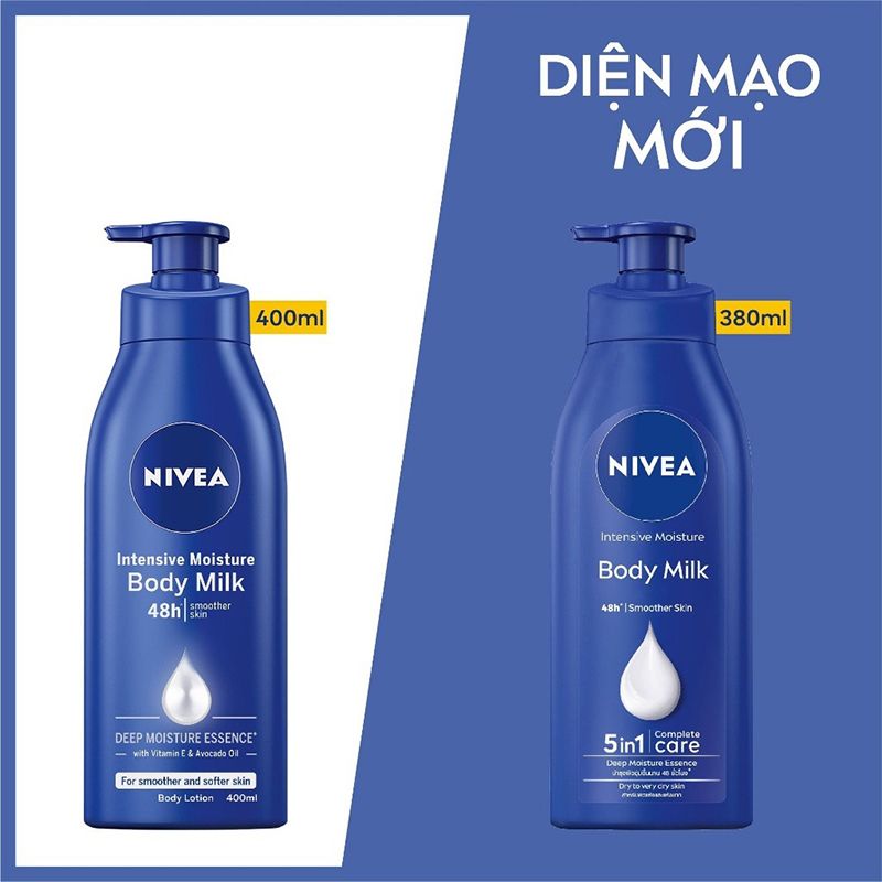 Sữa Dưỡng Thể Giữ Ẩm Chuyên Sâu, Giúp Da Mềm Mịn Nivea Intensive Moisture Body Milk 48H Body Lotion 380ml