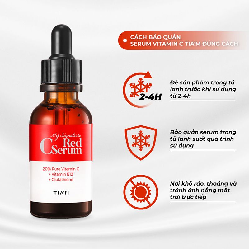 Serum Tiam Tinh Chất Vitamin C Hỗ Trợ Dưỡng Trắng, Mờ Thâm Tiam Red C Serum 30ml (date 8/2024)