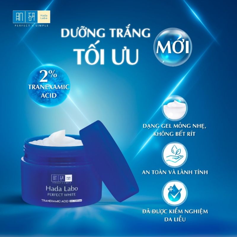 Gel Dưỡng Làm Trắng Da, Giảm Thâm Nám Hada Labo Perfect White Tranexamic Acid Gel Cream 50g