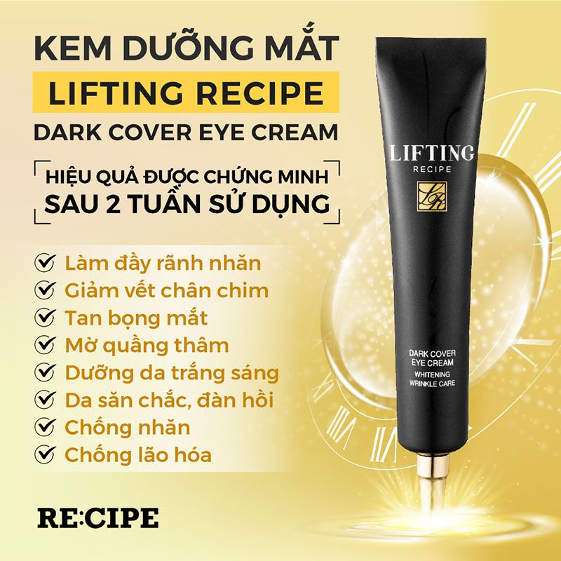 Kem Dưỡng Mắt Mờ Thâm Cải Thiện Nếp Nhăn Recipe Lifting Dark Cover Eye Cream 30ml