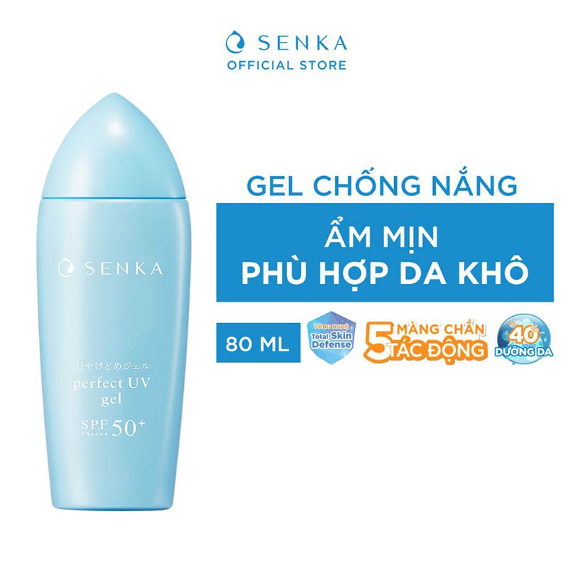 Gel Sữa Chống Nắng Dưỡng Ẩm Senka Perfect UV Gel SPF 50+/PA++++ 80ml