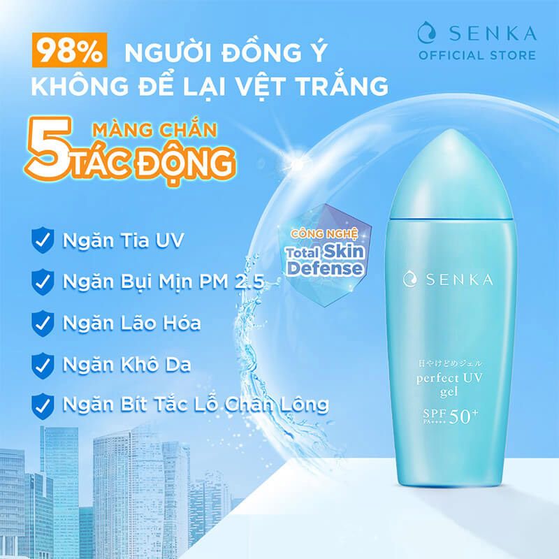 Gel Sữa Chống Nắng Dưỡng Ẩm Senka Perfect UV Gel SPF 50+/PA++++ 80ml