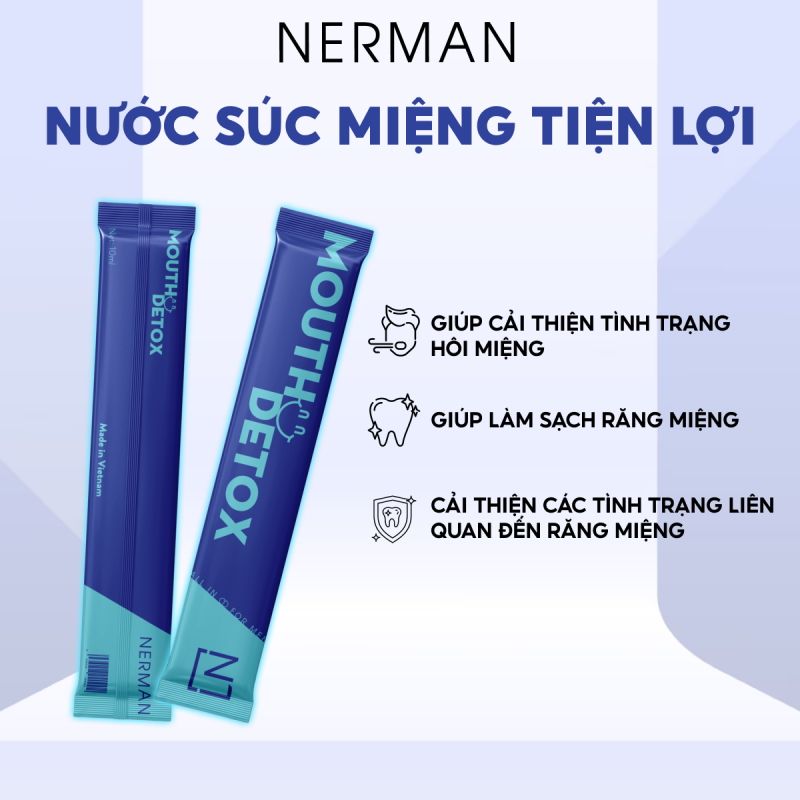 [Hộp 10 gói] Nước Súc Miệng Kháng Khuẩn, Làm Sạch Răng Dạng Gói Nerman Mouth Detox