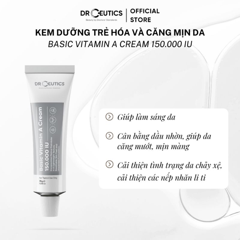 Kem Dưỡng Ngăn Ngừa Lão Hóa DrCeutics Vitamin A Cream 35g