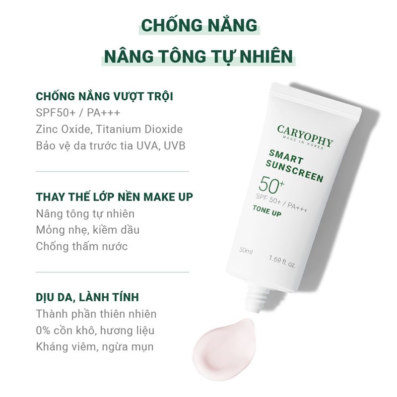 Kem Chống Nắng Thông Minh Đa Chức Năng Caryophy Smart Sunscreen Tone Up SPF50+/PA+++ 50ml