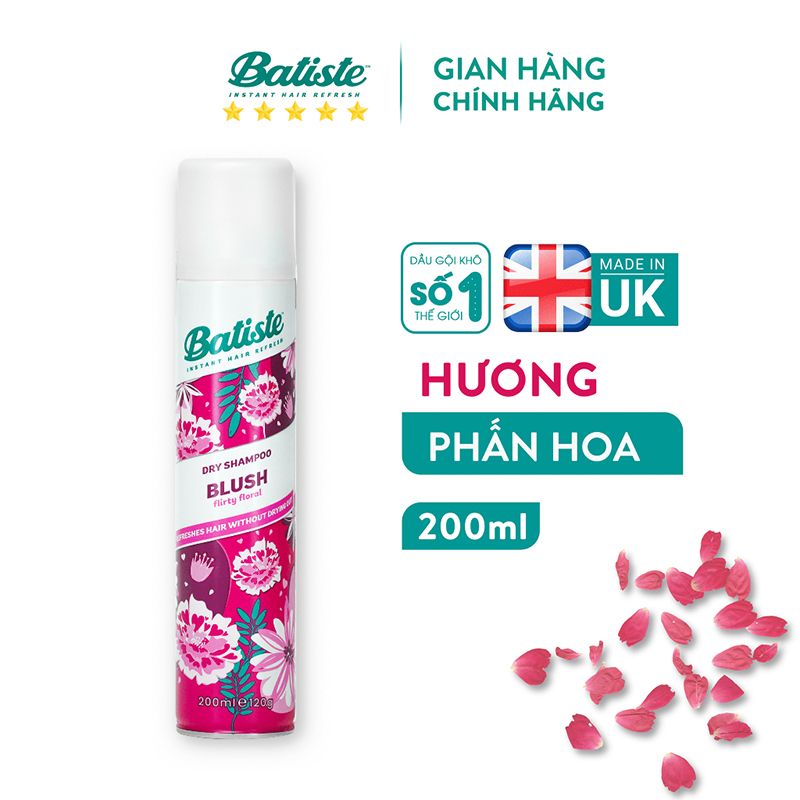 Dầu Gội Khô Giúp Làm Sạch, Tóc Bồng Bềnh Batiste Dry Shampoo 200ml