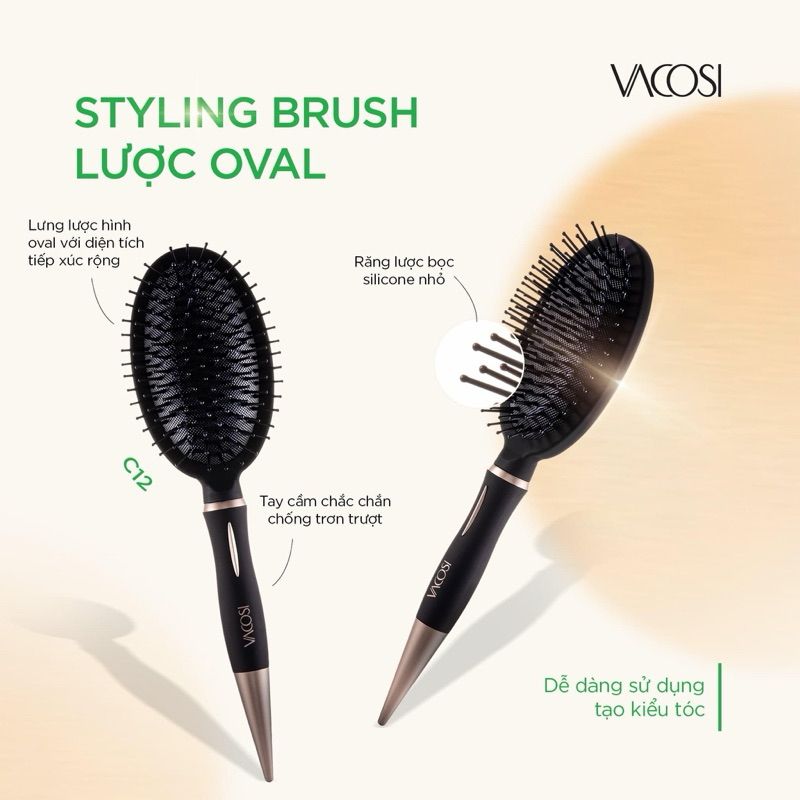 Lược Chải Tóc Gỡ Rối, Tạo Kiểu Và Phồng Tóc Vacosi For All Hair Types Styling Hairbrush